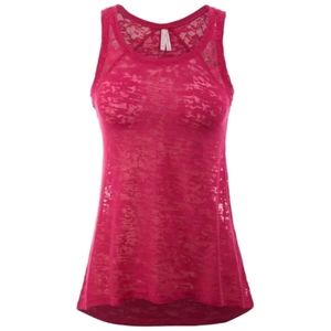 Pink sleeveless flowy racerback mesh sheer tank top